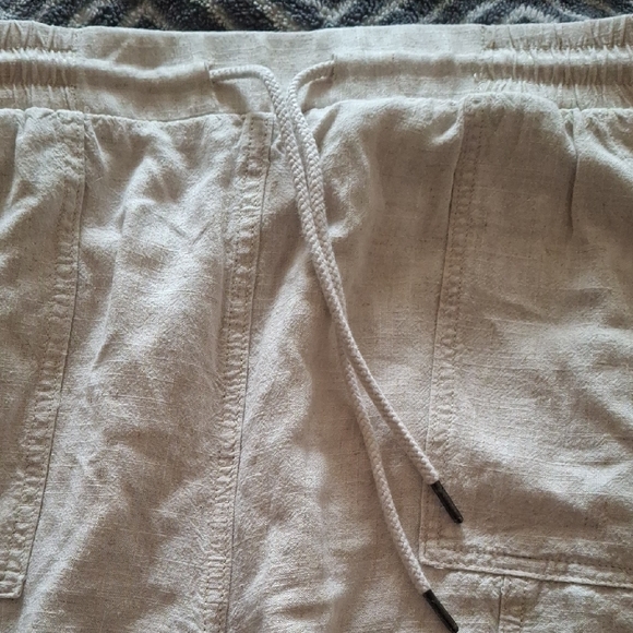 Ricki's Cropped Linen-Color Viscose & Linen Trousers | Women’s L | Lightweight - Picture 3 of 7